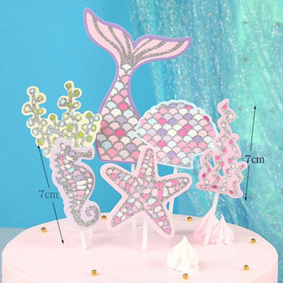 Under The Sea Animal Cake Topper Whale Crab Shark Fish Decor Διακόσμηση κέικ γοργόνας Διακόσμηση 1ου γενεθλίων Μπομπονιέρες ντους για μωρά