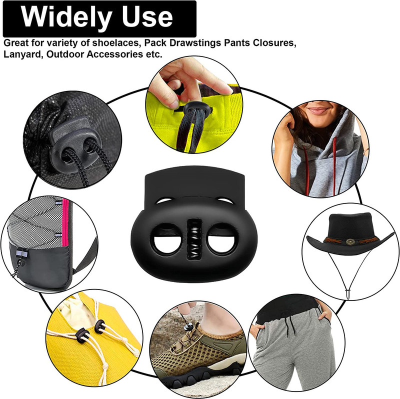 12 gab. Plastmasas auklas slēdzenes, atsperes sviras aizbāznis, dubultā atvere aukliņai, apģērba šņorēm Paracord āra kempinga mugursoma