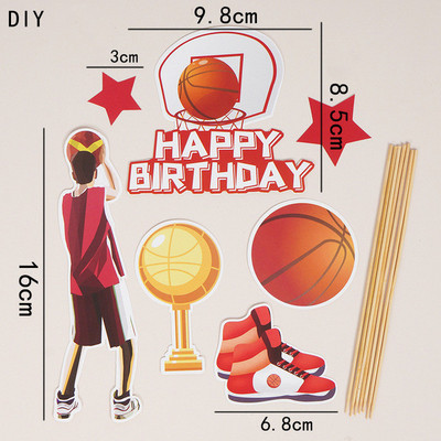 Tortafedő Kosárlabda Hoop Net Star Boldog Születésnapot Dísz Zászló Évforduló Barkácsolás Sütőkellékek Cupcake Toppers Babazuhany