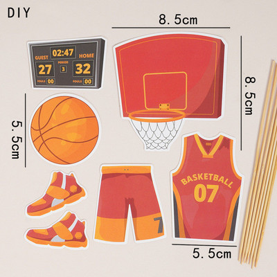 Tortafedő Kosárlabda Hoop Net Star Boldog Születésnapot Dísz Zászló Évforduló Barkácsolás Sütőkellékek Cupcake Toppers Babazuhany