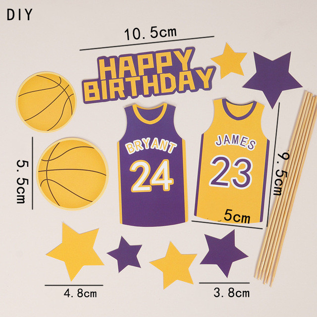 Tortafedő Kosárlabda Hoop Net Star Boldog Születésnapot Dísz Zászló Évforduló Barkácsolás Sütőkellékek Cupcake Toppers Babazuhany