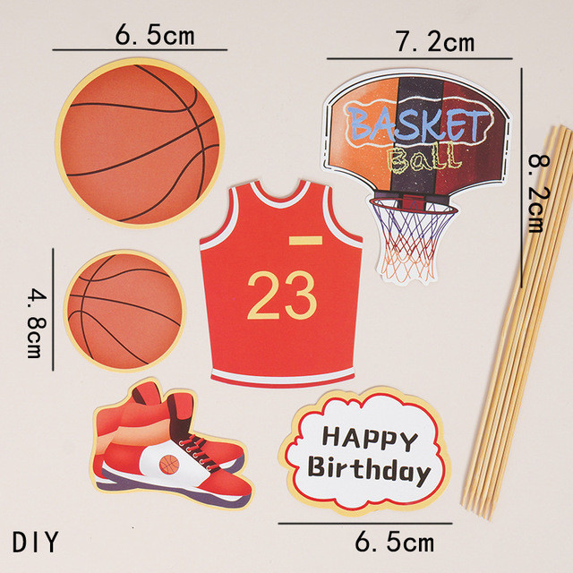 Tortafedő Kosárlabda Hoop Net Star Boldog Születésnapot Dísz Zászló Évforduló Barkácsolás Sütőkellékek Cupcake Toppers Babazuhany