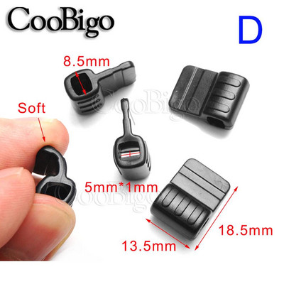 10db műanyag zsinór zárvégek ütköző csúszó kötél bilincs billenő bilincs hátizsák hevederhez Paracord ruházat barkács kiegészítők