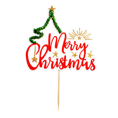 Toppers pentru tort de Crăciun Moș Crăciun Pom de Crăciun Om de zăpadă Decor pentru tort Coroană de frunze Decoruri pentru cupcake Acasă Rechizite pentru petrecere de Anul Nou