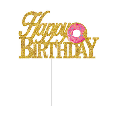 Üks kaheaastane palju õnne sünnipäevaks Glitter Gold Donut Grow UP koogitops Magusad sõõrikud koogikatted Beebiõhtu peotarbed