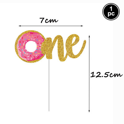 Üks kaheaastane palju õnne sünnipäevaks Glitter Gold Donut Grow UP koogitops Magusad sõõrikud koogikatted Beebiõhtu peotarbed