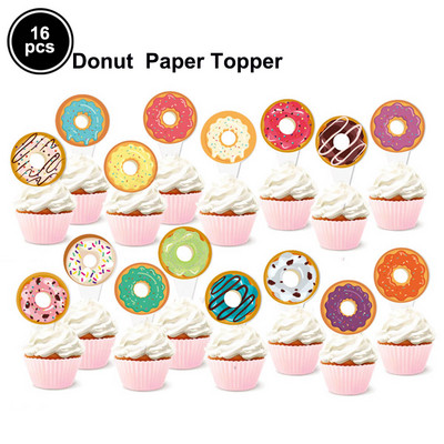 Üks kaheaastane palju õnne sünnipäevaks Glitter Gold Donut Grow UP koogitops Magusad sõõrikud koogikatted Beebiõhtu peotarbed