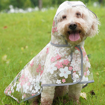 Αδιάβροχο σκύλου Πρωτοποριακή σχολαστική εργασία Αδιάβροχο για κατοικίδια Διαφανές λουλουδένιο μπουφάν αδιάβροχο σκυλί για κουτάβια