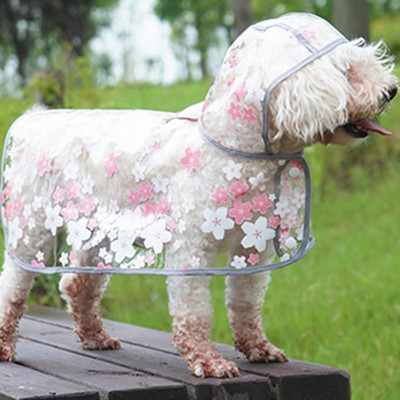Koera vihmamantel Uuenduslik ja hoolsa töötlusega Lemmikloomade vihmamantel selge lilleprintiga koera vihmajope kutsikatele