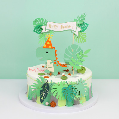 Dinozaur Cake Topper Dino Tema Junglă Safari Petrecere de aniversare Copii băieți Baby Shower Decoratiuni pentru petrecere de aniversare Rechizite Decor pentru tort