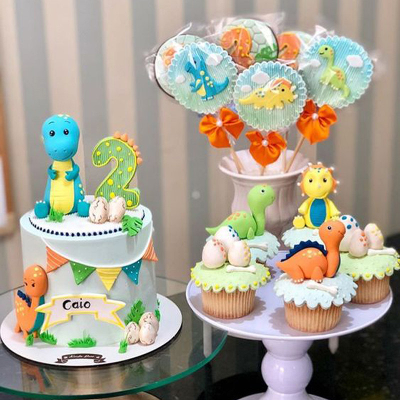 Dinozaur Cake Topper Dino Tema Junglă Safari Petrecere de aniversare Copii băieți Baby Shower Decoratiuni pentru petrecere de aniversare Rechizite Decor pentru tort