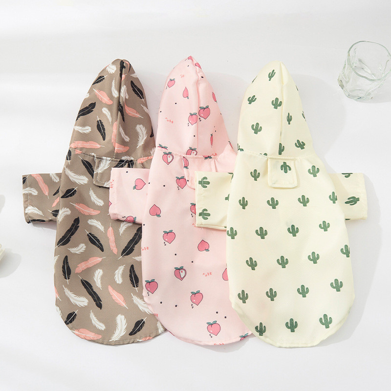 S-XL Kutya kapucnis esőkabát Aranyos kaktusz őszibarack mintás kiskutya esőkabát Vízálló Kutyák Ruhák Kabát Outdoor Kutyák Macskák Esőkabátok