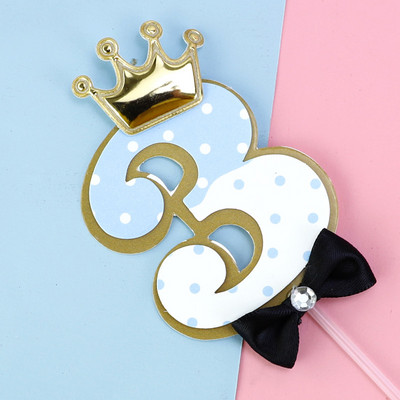 Szám korona csokornyakkendő gyémánt újszülött baba tortafedő 1. 2. 3. 100 nap Boldog születésnapot tortafedő gyerekeknek ajándék parti kellékek