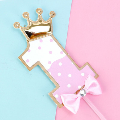 Szám korona csokornyakkendő gyémánt újszülött baba tortafedő 1. 2. 3. 100 nap Boldog születésnapot tortafedő gyerekeknek ajándék parti kellékek