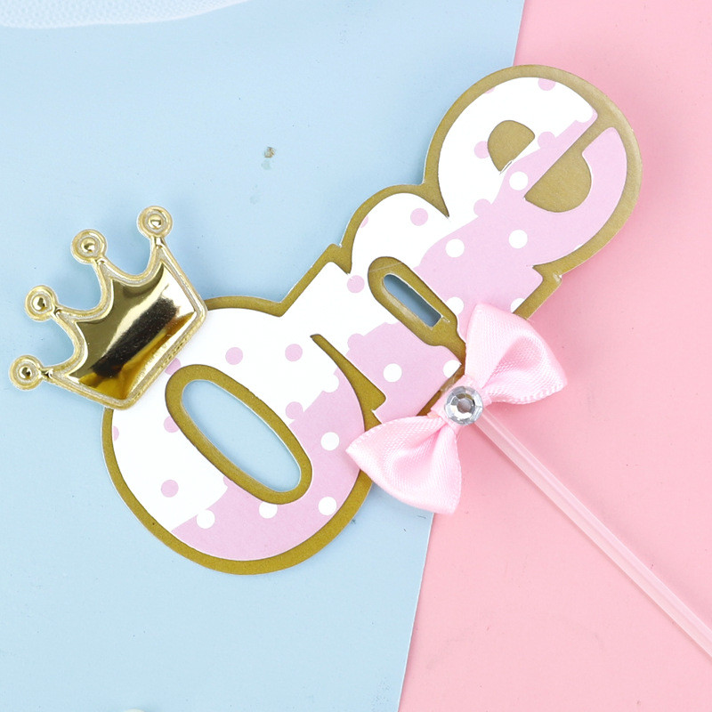 Szám korona csokornyakkendő gyémánt újszülött baba tortafedő 1. 2. 3. 100 nap Boldog születésnapot tortafedő gyerekeknek ajándék parti kellékek