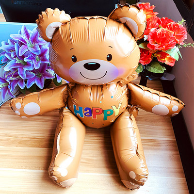 4D meškos folijos balionas Kūdikio gimtadienio nuotraukų rekvizitai Animaciniai filmai Aliuminio plėveliniai balionai Su gimtadieniu Balionas Balionas Kūdikių dušo balionas