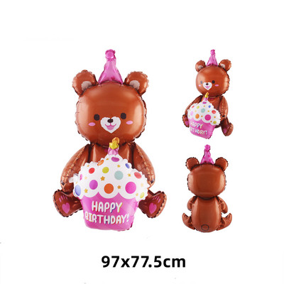 4D meškos folijos balionas Kūdikio gimtadienio nuotraukų rekvizitai Animaciniai filmai Aliuminio plėveliniai balionai Su gimtadieniu Balionas Balionas Kūdikių dušo balionas