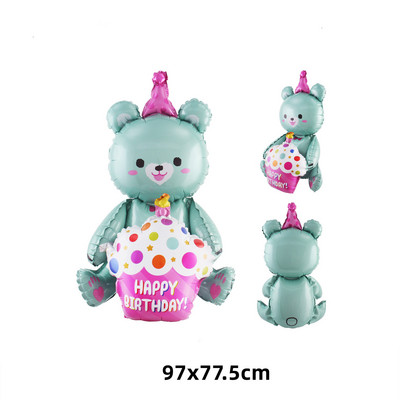 4D meškos folijos balionas Kūdikio gimtadienio nuotraukų rekvizitai Animaciniai filmai Aliuminio plėveliniai balionai Su gimtadieniu Balionas Balionas Kūdikių dušo balionas