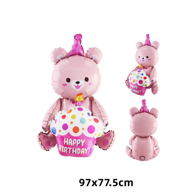 4D meškos folijos balionas Kūdikio gimtadienio nuotraukų rekvizitai Animaciniai filmai Aliuminio plėveliniai balionai Su gimtadieniu Balionas Balionas Kūdikių dušo balionas