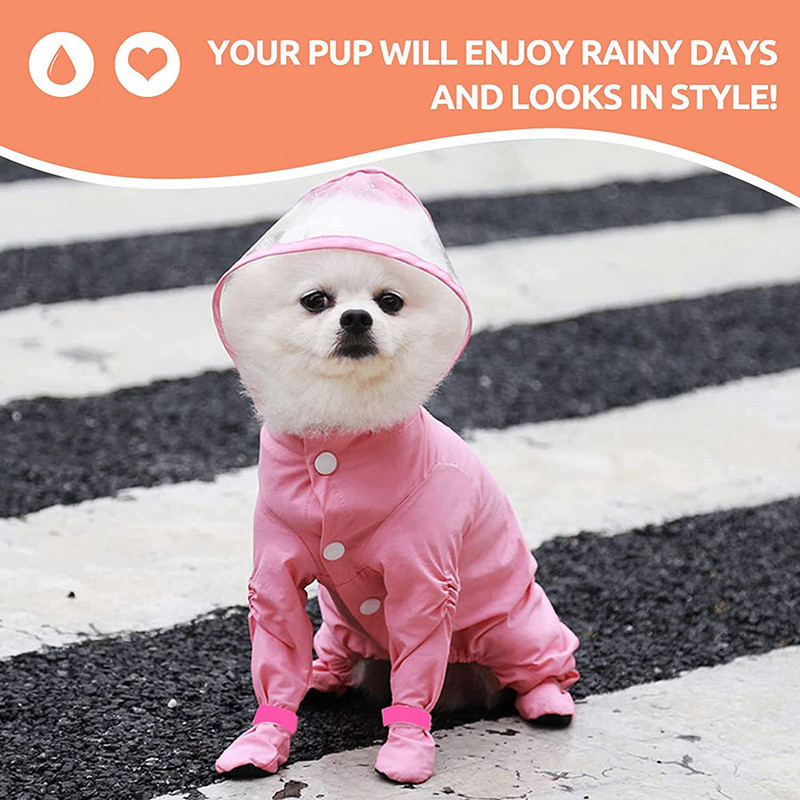 Koera vihmamantel kapuutsiga Kogu keha Koera vihmamantel kinnitatud vihmasaabastega väikestele koertele Pet Rain Slicker Poncho Puppy vihmajope