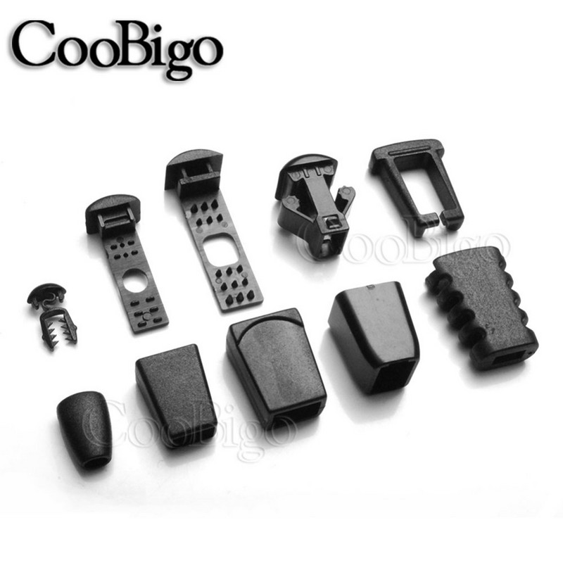 10 gab. Rāvējslēdzēja velkamās auklas slēdzenes galos Rāvējslēdzēja novilkšanas klipsis Plastmasas aizbāznis Paracord mugursomai Apģērbu sporta apģērbu soma DIY piederumi
