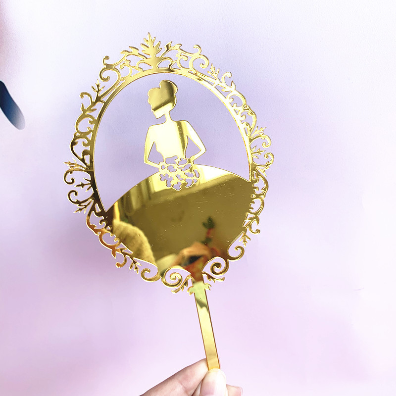 Topper acrilic pentru tort prințesă La mulți ani, decorare romantică pentru tort de nuntă, aniversare, petrecere de logodna, decorare pentru tort DIY