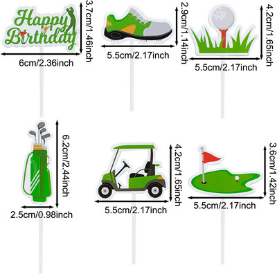 Golf Happy Birthday Cake Topper Pantofi Mașină Minge Nunta Copii Baieți Partide Tort DIY Coace Cupcake Toppers Decorare Baby Shower