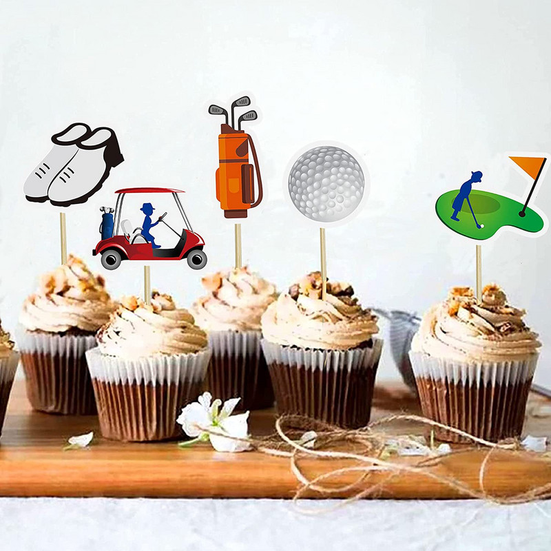 Golf Happy Birthday Cake Topper Pantofi Mașină Minge Nunta Copii Baieți Partide Tort DIY Coace Cupcake Toppers Decorare Baby Shower
