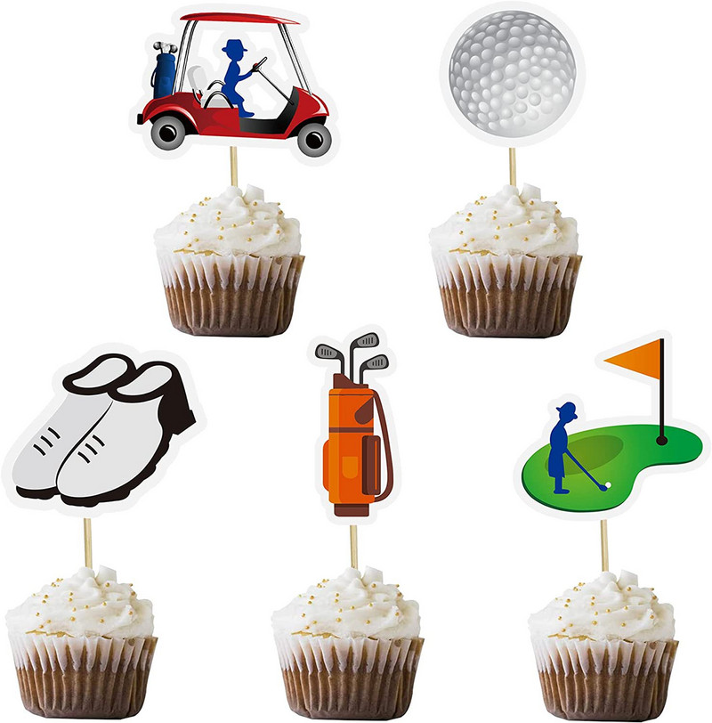Golf Happy Birthday Cake Topper Pantofi Mașină Minge Nunta Copii Baieți Partide Tort DIY Coace Cupcake Toppers Decorare Baby Shower