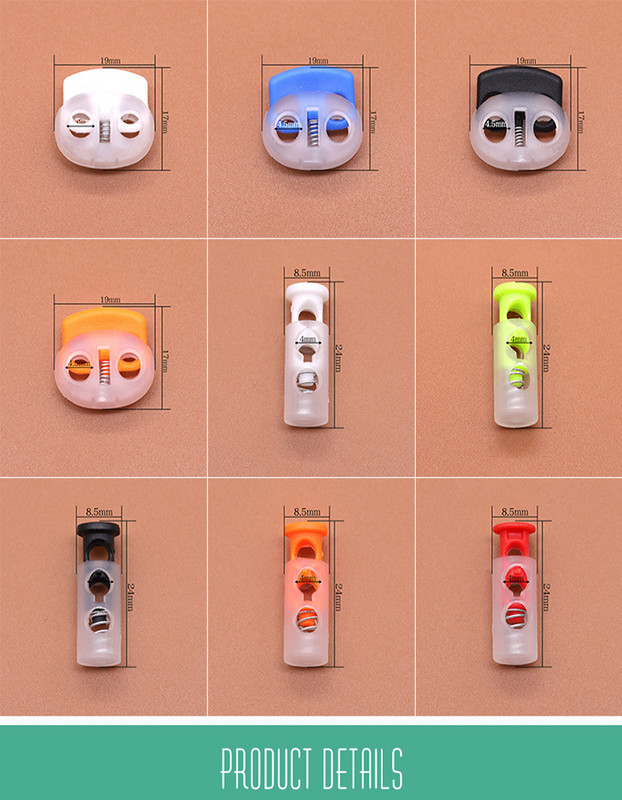 10db Zsinórzár dugó kerek golyós billenő bilincs rugós stop műanyag színes Paracord cipőfűző kötél barkácstartozékokhoz