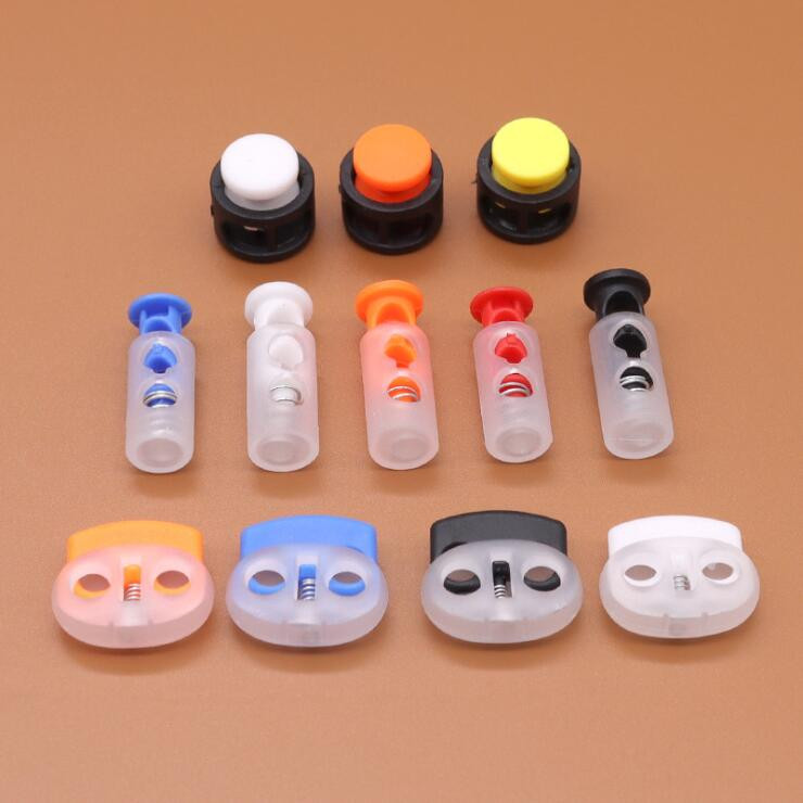 10db Zsinórzár dugó kerek golyós billenő bilincs rugós stop műanyag színes Paracord cipőfűző kötél barkácstartozékokhoz