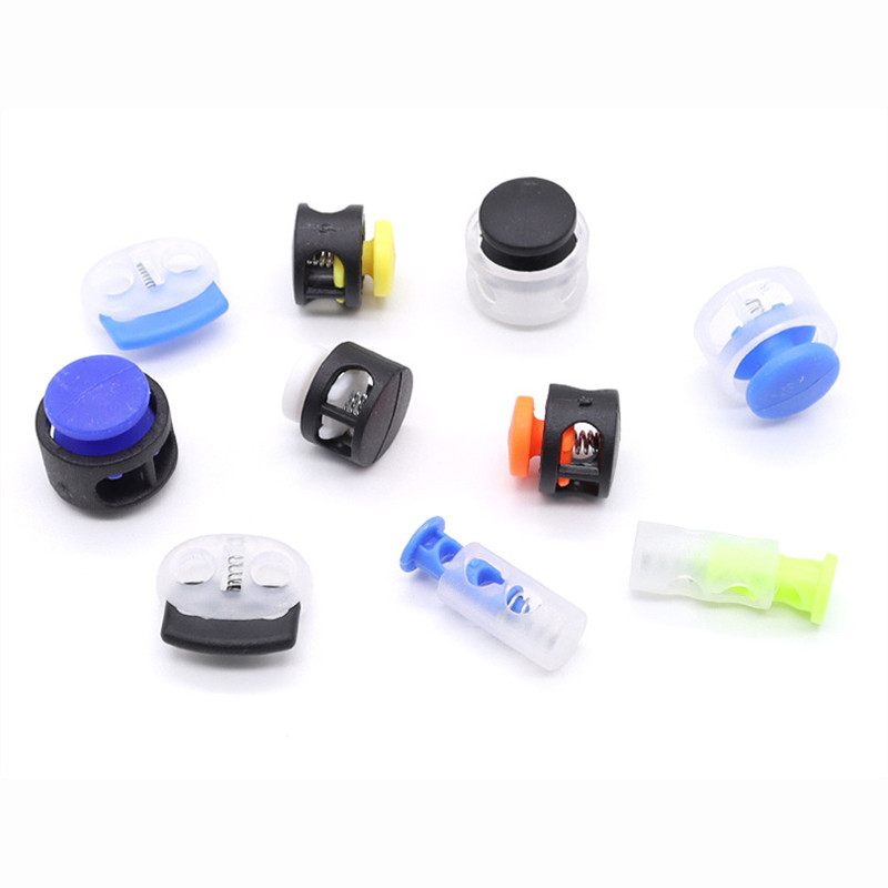 10db Zsinórzár dugó kerek golyós billenő bilincs rugós stop műanyag színes Paracord cipőfűző kötél barkácstartozékokhoz