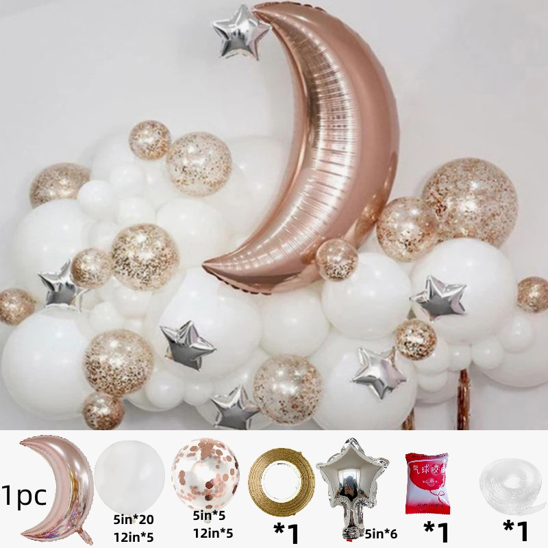 60 vnt. Mėnulio žvaigždės balionų rinkinys, skirtas musulmonų EID Mubarako festivalio namų dekoravimui Ramadan Kareem Vaikų gimtadienio balionas Globos