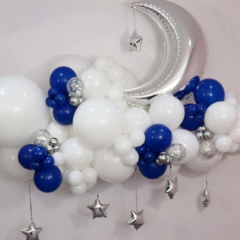 60 vnt. Mėnulio žvaigždės balionų rinkinys, skirtas musulmonų EID Mubarako festivalio namų dekoravimui Ramadan Kareem Vaikų gimtadienio balionas Globos