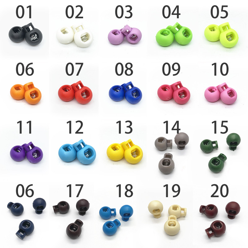 Pachet de 20 buc. Capetele de blocare a cordonului cu bile colorate Oprire Clipă rotundă Opritor Pânză Îmbrăcăminte sport Cizme DIY șiret pentru geantă Accesorii pentru dantelă