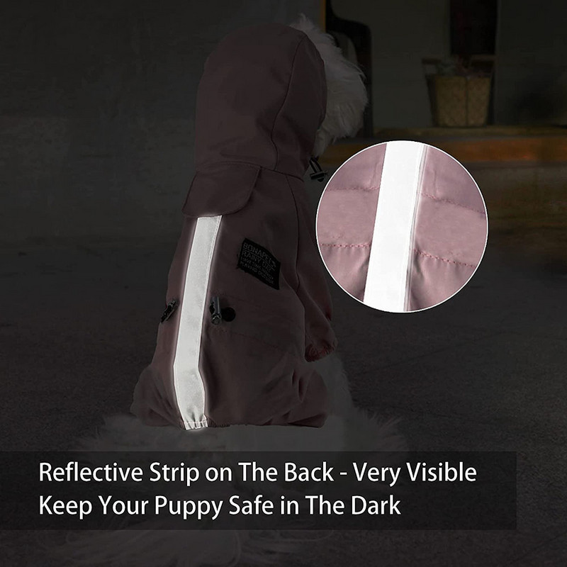 Kölyökkutya esőkabát kapucnis poncsó póráz lyukkal Fényvisszaverő vízálló kutyakabát Esőkabát Jumpsuit kis kutyák kültéri ruhák