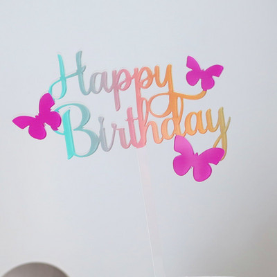 Új színes boldog születésnapot flitteres pillangós tortafedő hercegnőnek születésnapi buli torta dekorációja babazuhany ajándékok