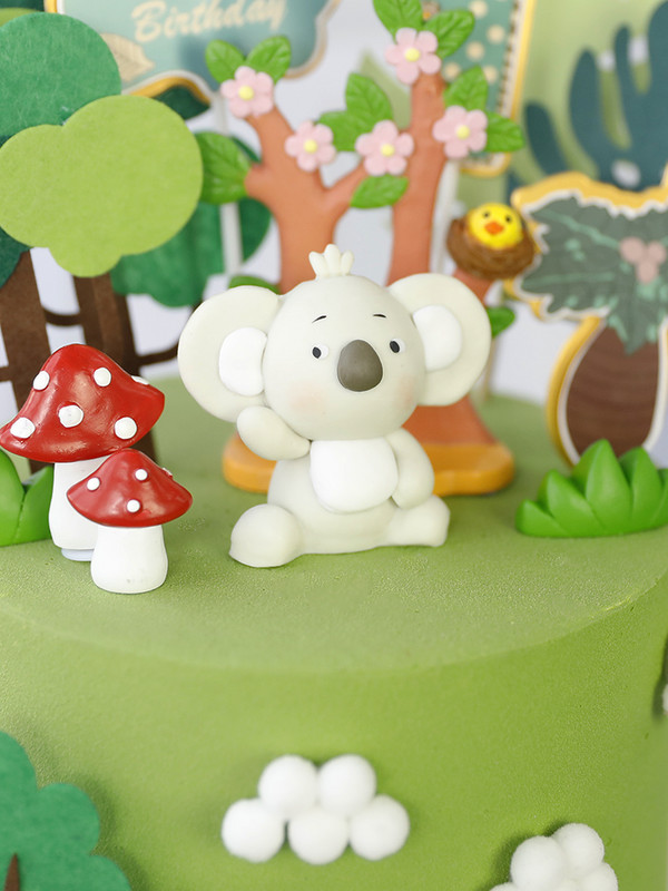 Džungļu sēņu kūkas dekorēšanas piederumi Gudrs polimēru māls kūkas virskārtas komplekts Kūkas dekors Kūkas ievietošanas kartīte dzimšanas dienas ballītei