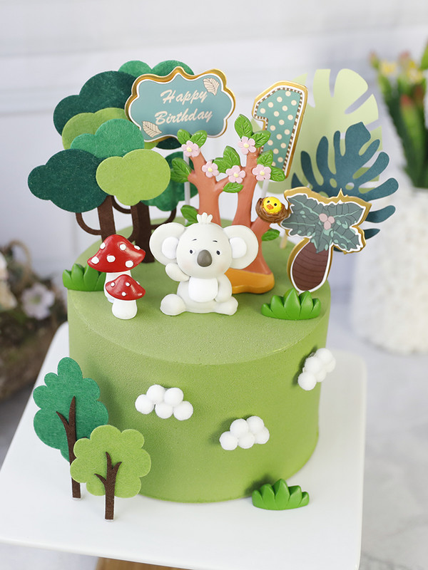 Džungļu sēņu kūkas dekorēšanas piederumi Gudrs polimēru māls kūkas virskārtas komplekts Kūkas dekors Kūkas ievietošanas kartīte dzimšanas dienas ballītei