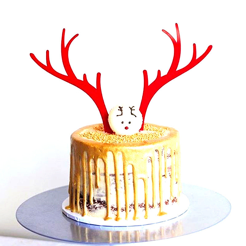 INS Gold Merry Christmas Cake Topper, elan negru, acrilic, pentru petrecerea de Crăciun, pentru copii, decorare pentru prăjituri de Crăciun pentru Baby Shower