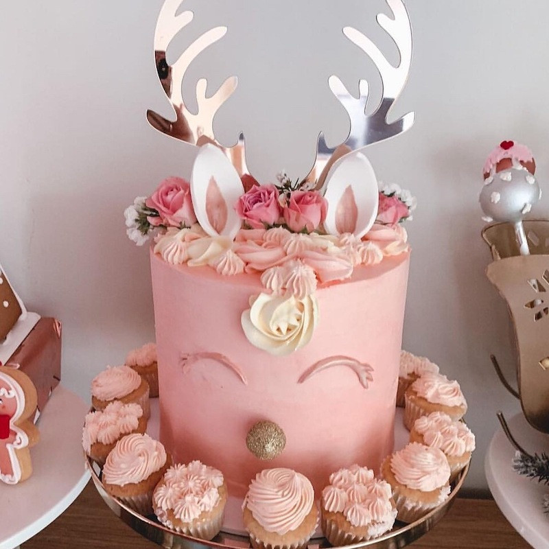 INS Gold Merry Christmas Cake Topper, elan negru, acrilic, pentru petrecerea de Crăciun, pentru copii, decorare pentru prăjituri de Crăciun pentru Baby Shower