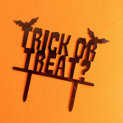 Μαύρο ακρυλικό κάλυμμα κέικ Happy Halloween Pumpkin Bat Witch topper κέικ Halloween Trick or Treat Baking Party Διακοσμήσεις