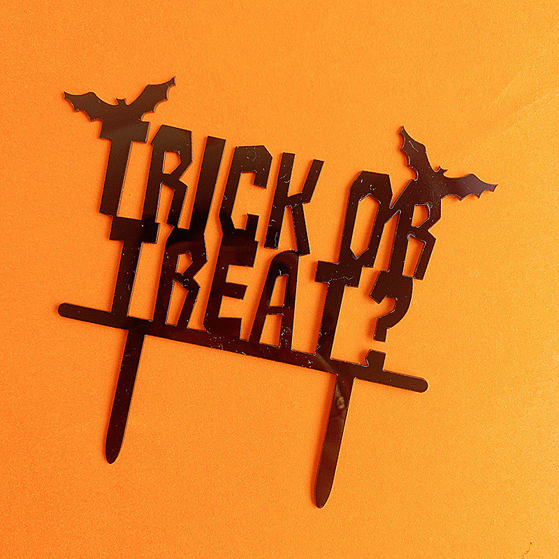 Μαύρο ακρυλικό κάλυμμα κέικ Happy Halloween Pumpkin Bat Witch topper κέικ Halloween Trick or Treat Baking Party Διακοσμήσεις