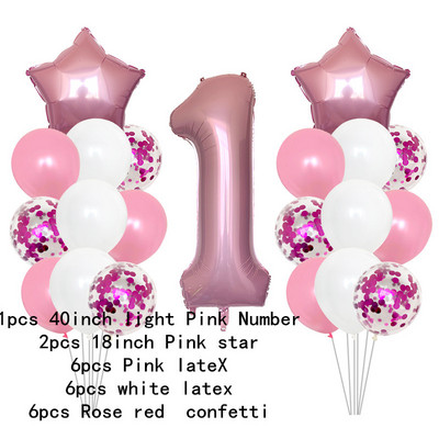 11db Rózsaszín Rózsa Születésnapi Party Balloon Digit 1 Hélium Fólia Léggömbök Fiú Lány Én 1 éves Baloon Kisfiú Lány Hélium golyók