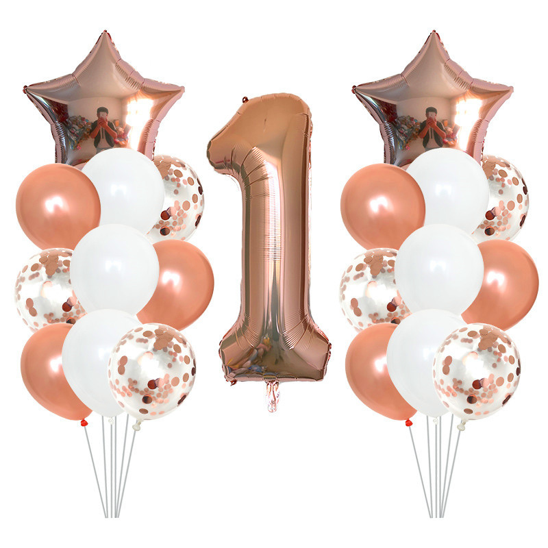 11db Rózsaszín Rózsa Születésnapi Party Balloon Digit 1 Hélium Fólia Léggömbök Fiú Lány Én 1 éves Baloon Kisfiú Lány Hélium golyók
