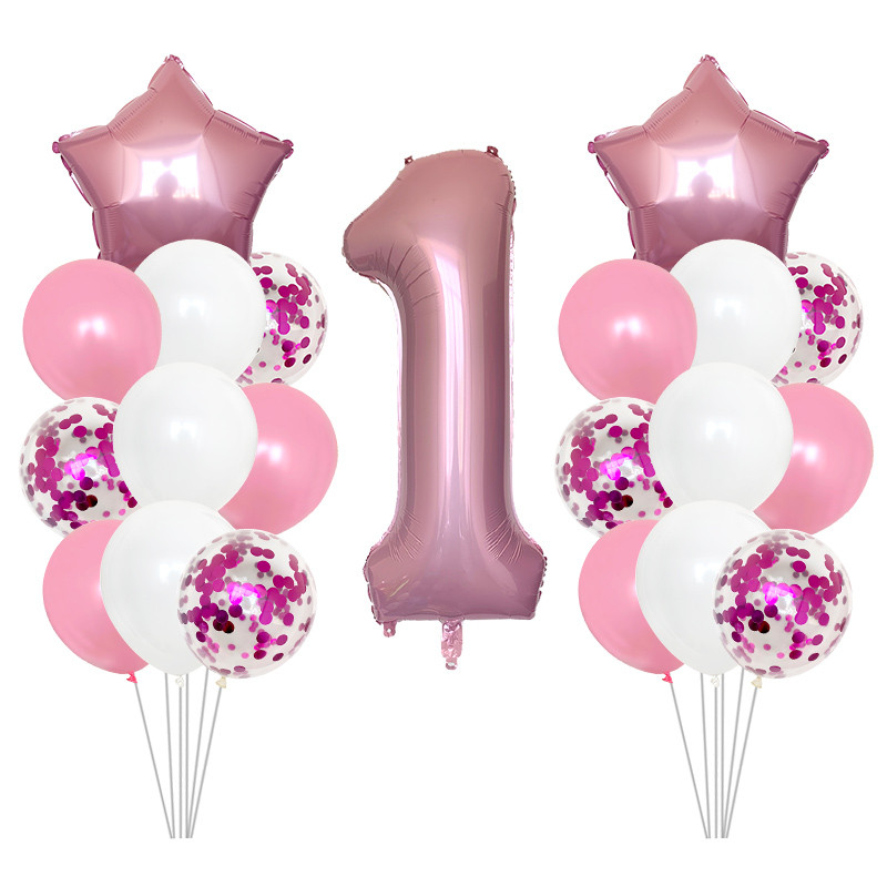 11db Rózsaszín Rózsa Születésnapi Party Balloon Digit 1 Hélium Fólia Léggömbök Fiú Lány Én 1 éves Baloon Kisfiú Lány Hélium golyók