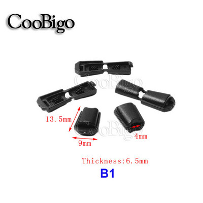 Zsinórvégek kapcsos cipzár lehúzó fekete műanyag Paracord kábelköteghez, hegy zár hátizsák táska ruha barkács kiegészítők 10 db