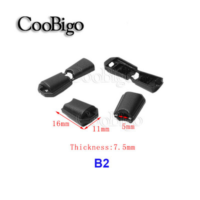 Zsinórvégek kapcsos cipzár lehúzó fekete műanyag Paracord kábelköteghez, hegy zár hátizsák táska ruha barkács kiegészítők 10 db