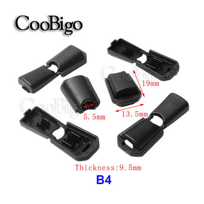 Zsinórvégek kapcsos cipzár lehúzó fekete műanyag Paracord kábelköteghez, hegy zár hátizsák táska ruha barkács kiegészítők 10 db