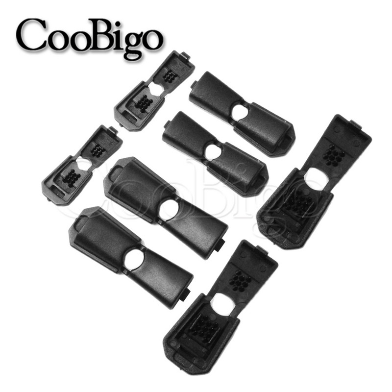 Zsinórvégek kapcsos cipzár lehúzó fekete műanyag Paracord kábelköteghez, hegy zár hátizsák táska ruha barkács kiegészítők 10 db